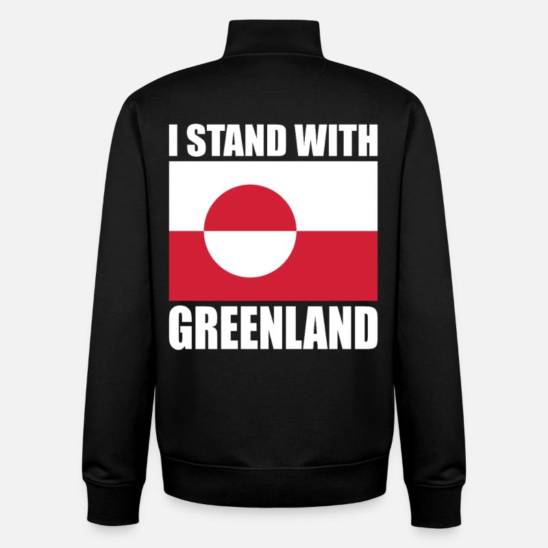 Je soutiens le Groenland - Sweat zippé unisexe en coton bio Stanley/Stella - noir
