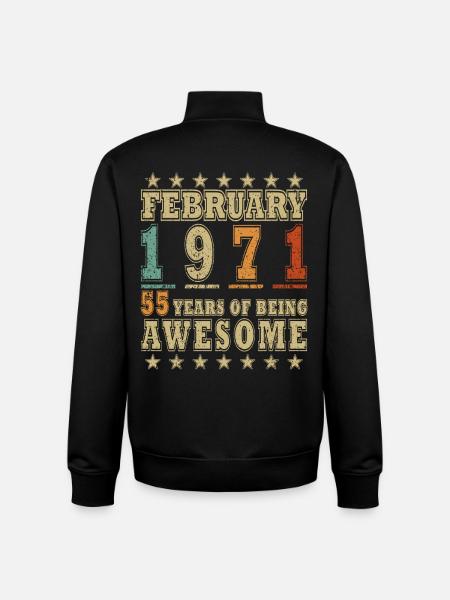 55e anniversaire février 1971 Millésime - Sweat zippé unisexe en coton bio Stanley/Stella - noir