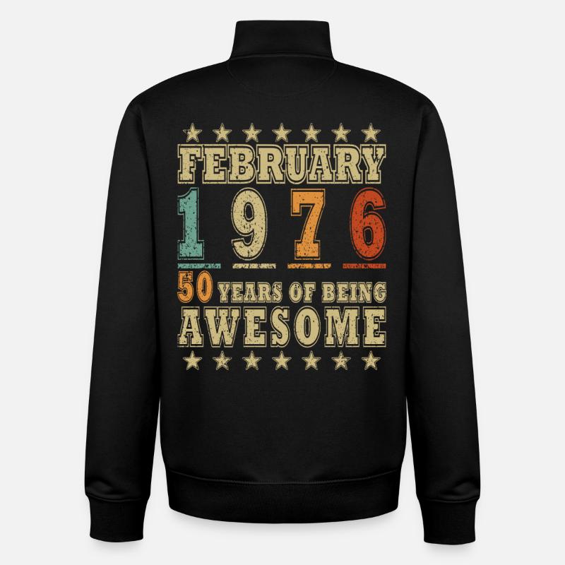 50e anniversaire février 1976 Millésime - Sweat zippé unisexe en coton bio Stanley/Stella - noir