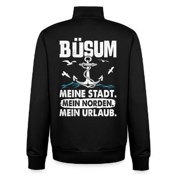 BÜSUM MEINE STADT MEIN NORDEN MEIN URLAUB Lustig - Unisex Organic Zip Sweatshirt von Stanley/Stella - Schwarz - Hinten - AI Model Male 185 light (185cm)