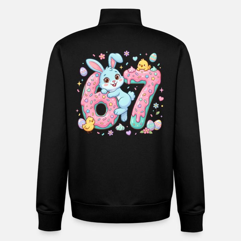 67 Pâques - Sweat zippé unisexe en coton bio Stanley/Stella - noir