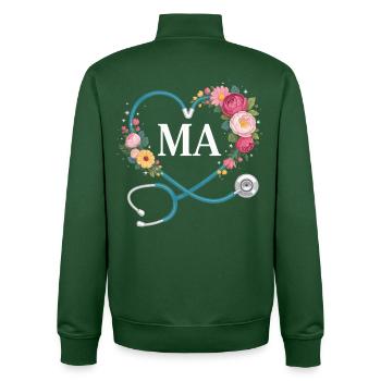 Blumenherz Stethoskop MA - Unisex Organic Zip Sweatshirt von Stanley/Stella - Flaschengrün - Hinten - AI Model Male 185 dark (185cm)