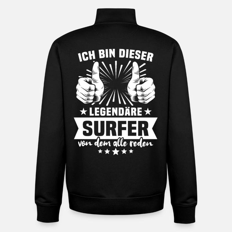Légende du surfeur - Sweat zippé unisexe en coton bio Stanley/Stella - noir