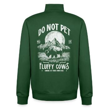 Vintage Buffalo Do Not Pet Fluffy Cows Funny Bison - Unisex Organic Zip Sweatshirt by Stanley/Stella - bottle green - Back - AI Model Male 185 dark (185cm)