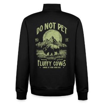 Vintage Buffalo Do Not Pet Fluffy Cows Funny Bison - Unisex Organic Zip Sweatshirt by Stanley/Stella - black - Back - AI Model Male 185 light (185cm)