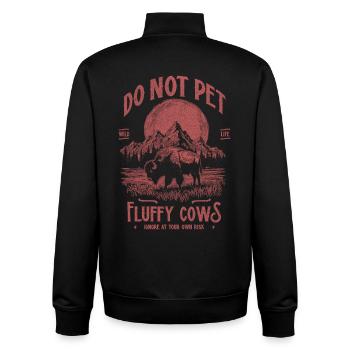 Vintage Buffalo Do Not Pet Fluffy Cows Funny Bison - Unisex Organic Zip Sweatshirt by Stanley/Stella - black - Back - AI Model Male 185 light (185cm)