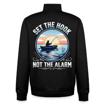 Set The Hook Not The Alarm Angler Spruch - Unisex Organic Zip Sweatshirt von Stanley/Stella - Schwarz - Hinten - AI Model Male 185 light (185cm)