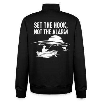 Set The Hook Not The Alarm Angler Spruch - Unisex Organic Zip Sweatshirt von Stanley/Stella - Schwarz - Hinten - AI Model Male 185 light (185cm)