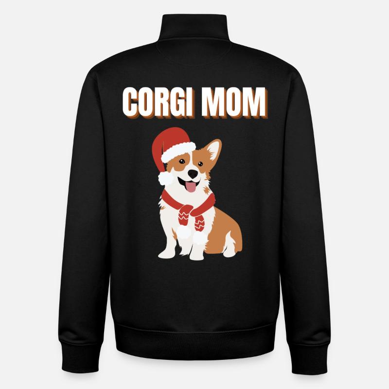 Corgi-Mama Weihnachtshund - Unisex Organic Zip Sweatshirt von Stanley/Stella - Schwarz