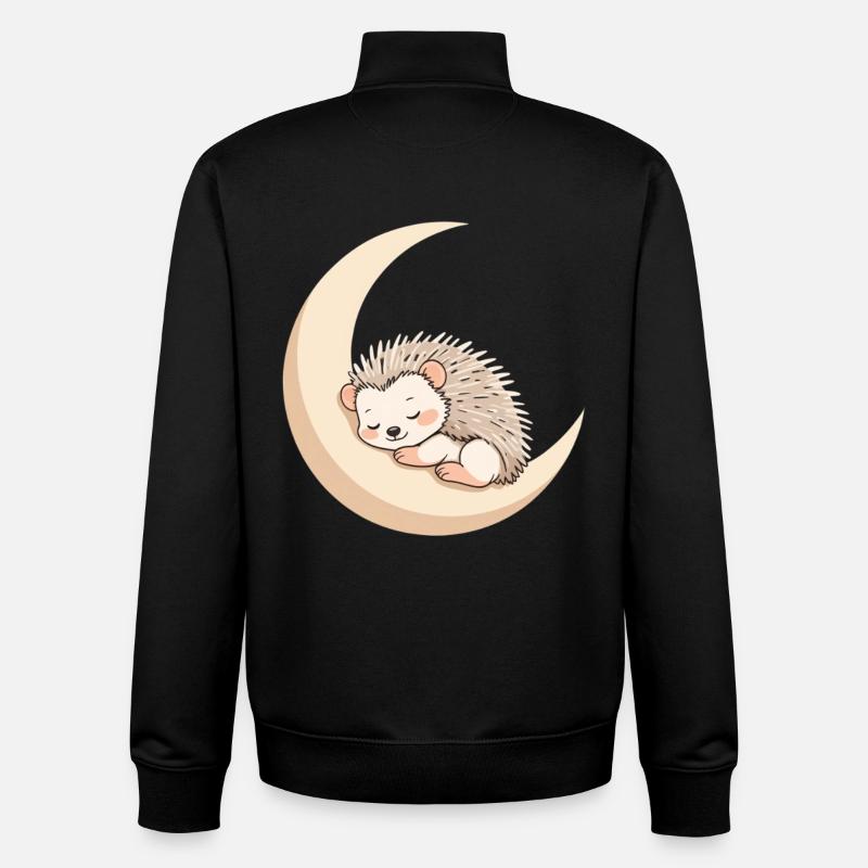 Moon Sleep Hedgehog - Unisex Organic Zip Sweatshirt by Stanley/Stella - black