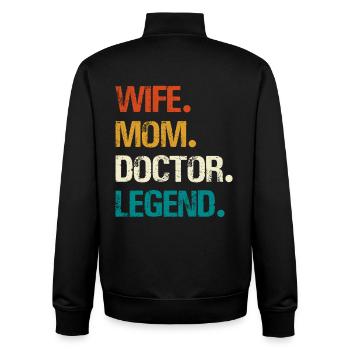 Épouse Maman Médecin Légende - Sweat zippé unisexe en coton bio Stanley/Stella - noir - Dos - AI Model Male 185 light (185cm)
