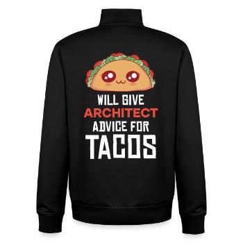 Taco Architekt Rat Spruch - Unisex Organic Zip Sweatshirt von Stanley/Stella - Schwarz - Hinten - AI Model Male 185 light (185cm)