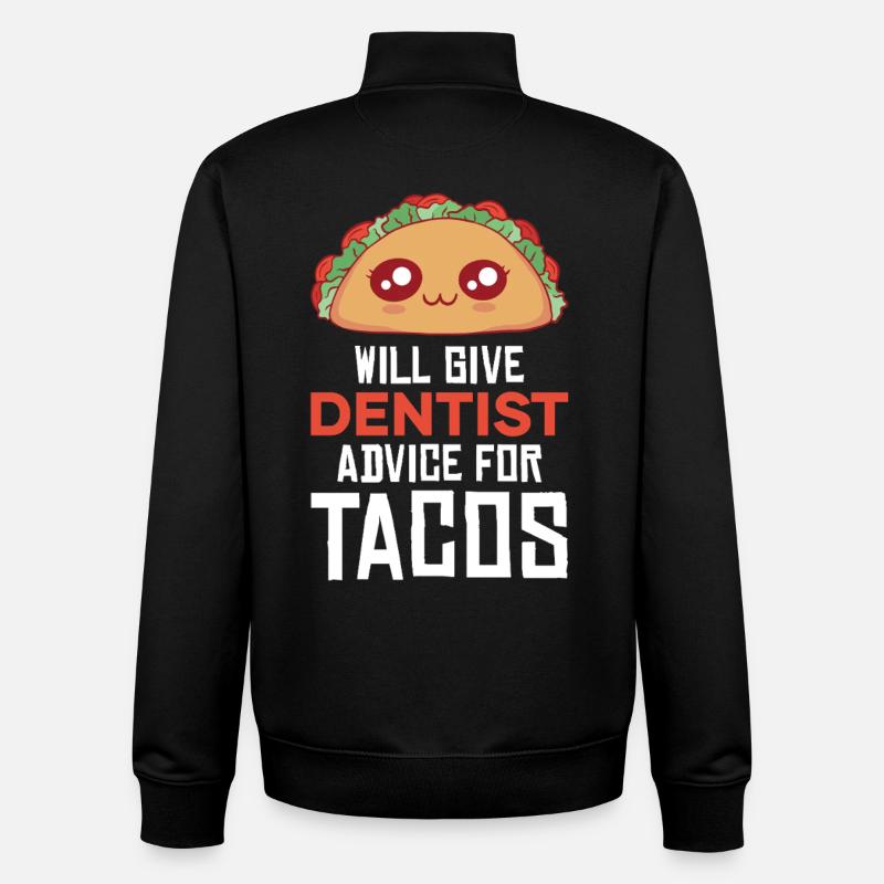 Kuscheltaco mit Zahnarztwitz - Unisex Organic Zip Sweatshirt von Stanley/Stella - Schwarz