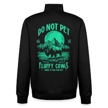Vintage Buffalo Do Not Pet Fluffy Cows Funny Bison - Unisex Organic Zip Sweatshirt by Stanley/Stella - black - Back - AI Model Male 185 light (185cm)