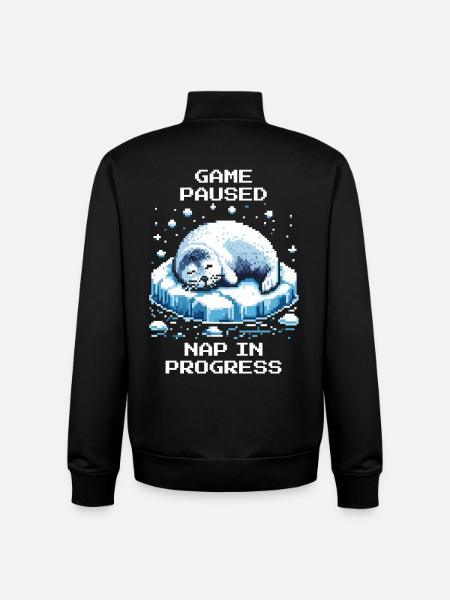 Game paused | Seal Nap - Unisex Organic Zip Sweatshirt by Stanley/Stella - black