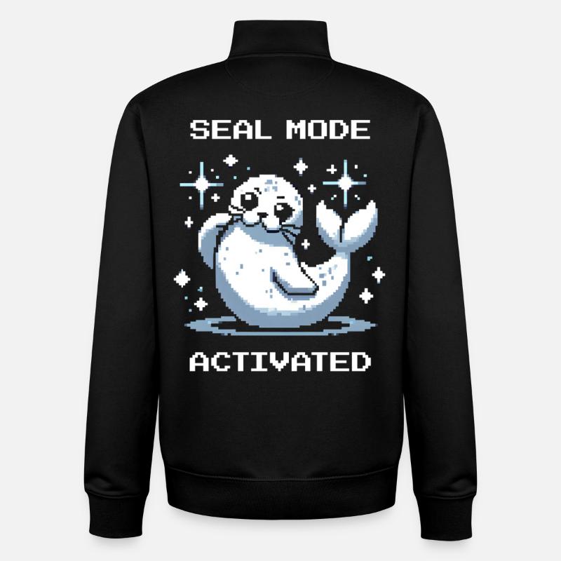 Seal mode on | Robbe Mood - Unisex Organic Zip Sweatshirt by Stanley/Stella - black