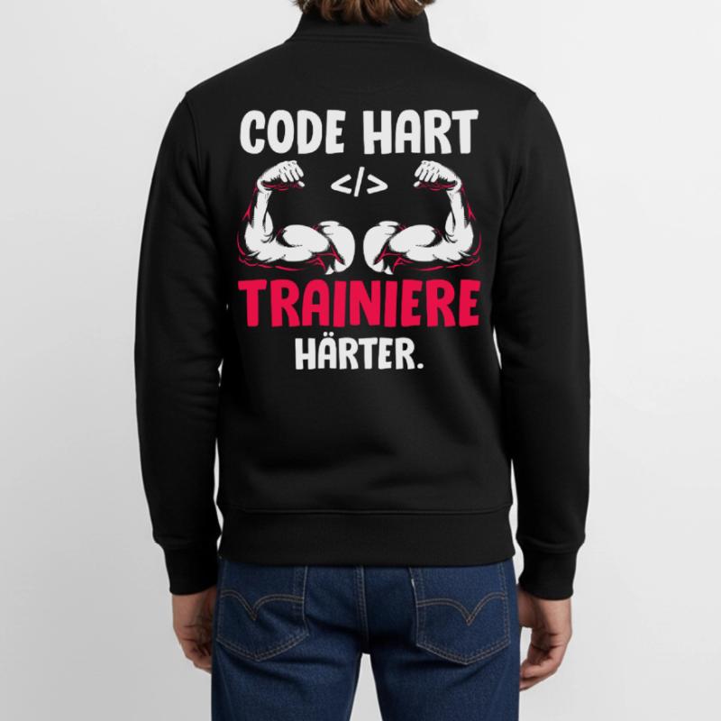 Codeur CODE ENTRAÎNEZ-VOUS PLUS FORT Drôle Sweat zippé unisexe en coton bio Stanley/Stella