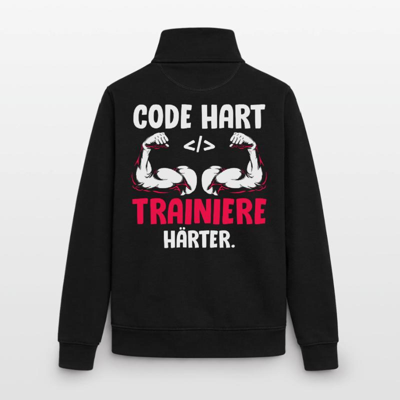 Codeur CODE ENTRAÎNEZ-VOUS PLUS FORT Drôle Sweat zippé unisexe en coton bio Stanley/Stella