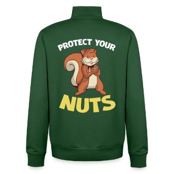 Schütze deine Nüsse – Eichhörnchen Cartoon - Unisex Organic Zip Sweatshirt von Stanley/Stella - Flaschengrün - Hinten - AI Model Male 185 dark (185cm)