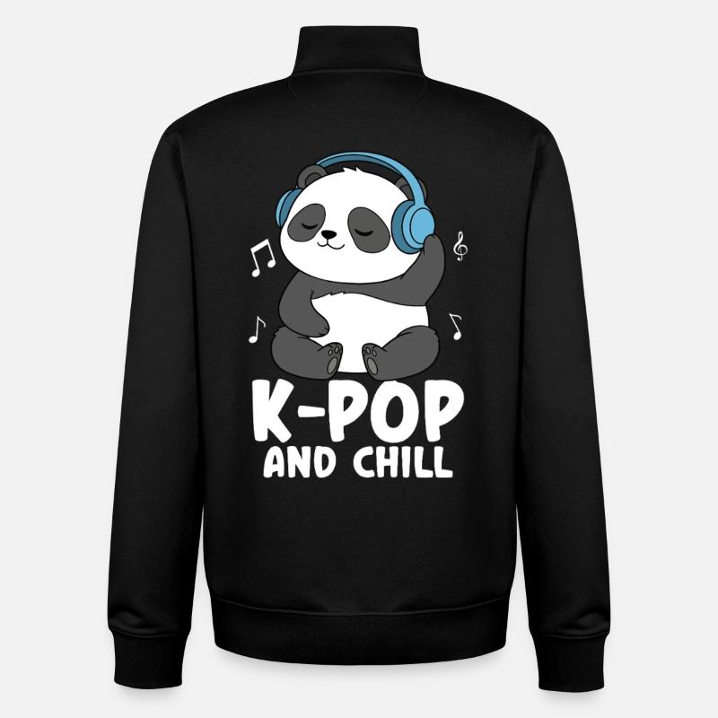 K Pop And Chill - Unisex Organic Zip Sweatshirt by Stanley/Stella - black