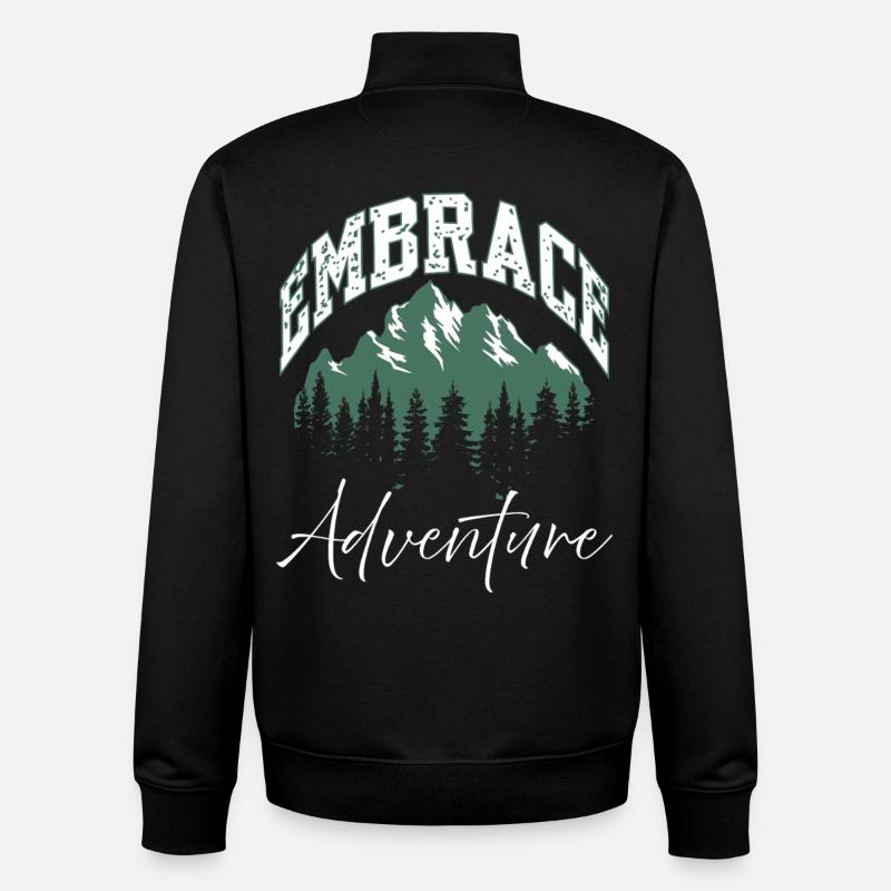 Umarme das Adventure Mountain Logo - Unisex Organic Zip Sweatshirt von Stanley/Stella - Schwarz