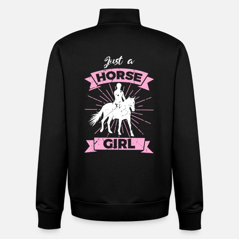 Juste une fille cheval - Sweat zippé unisexe en coton bio Stanley/Stella - noir