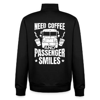 Brauche Kaffee und Lächeln der Fahrgäste - Unisex Organic Zip Sweatshirt von Stanley/Stella - Schwarz - Hinten - AI Model Male 185 light (185cm)