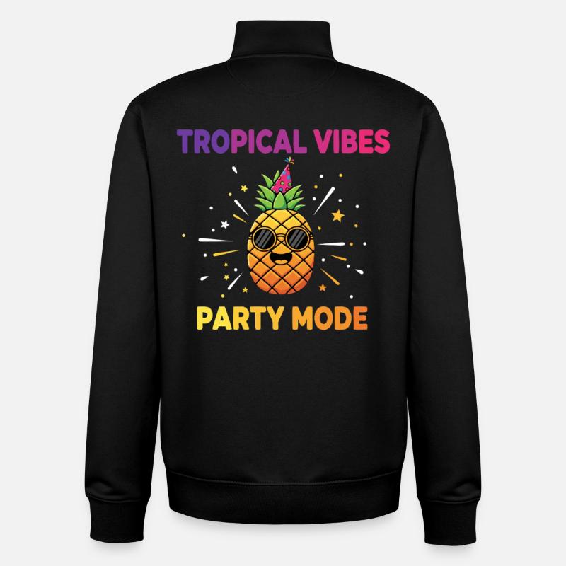 Fête Tropical Vibes Ananas - Sweat zippé unisexe en coton bio Stanley/Stella - noir