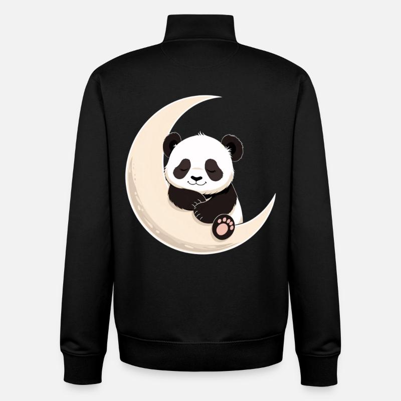 Panda Mondkuscheln - Unisex Organic Zip Sweatshirt von Stanley/Stella - Schwarz