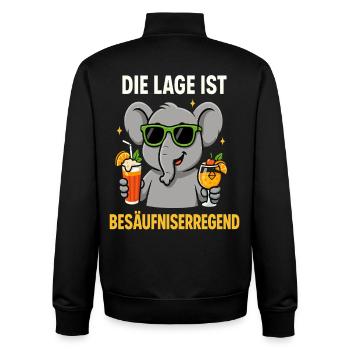 Die Lage ist besäufniserregend - Unisex Organic Zip Sweatshirt von Stanley/Stella - Schwarz - Hinten - AI Model Male 185 light (185cm)