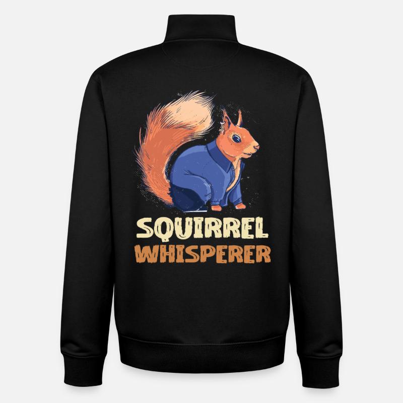 Squirrel Whisperer Denim - Unisex Organic Zip Sweatshirt by Stanley/Stella - black