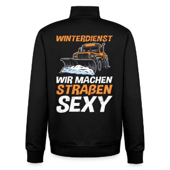 WINTERDIENST WIR MACHEN STRAßEN SEXY Lustig - Unisex Organic Zip Sweatshirt von Stanley/Stella - Schwarz - Hinten - AI Model Male 185 light (185cm)
