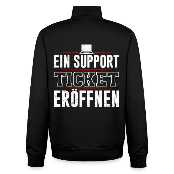 Coder OPEN A SUPPORT TICKET FUNNY - Unisex Organic Zip Sweatshirt by Stanley/Stella - black - Back - AI Model Male 185 light (185cm)