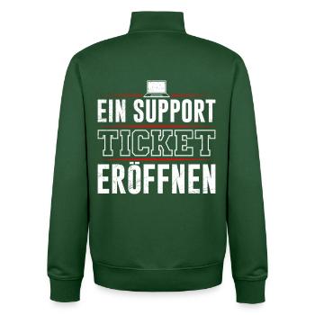 Coder OPEN A SUPPORT TICKET FUNNY - Unisex Organic Zip Sweatshirt by Stanley/Stella - bottle green - Back - AI Model Male 185 dark (185cm)