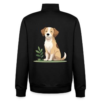 Cheerful puppy in the grass - Unisex Organic Zip Sweatshirt by Stanley/Stella - black - Back - AI Model Male 185 light (185cm)