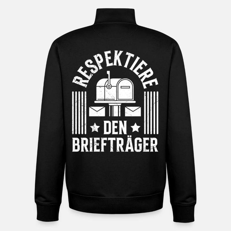 Postman RESPECT THE POSTMAN Funny - Unisex Organic Zip Sweatshirt by Stanley/Stella - black