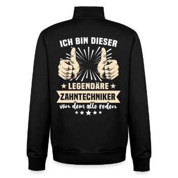 Dictons des techniciens dentaires - Sweat zippé unisexe en coton bio Stanley/Stella - noir - Dos - AI Model Male 185 light (185cm)