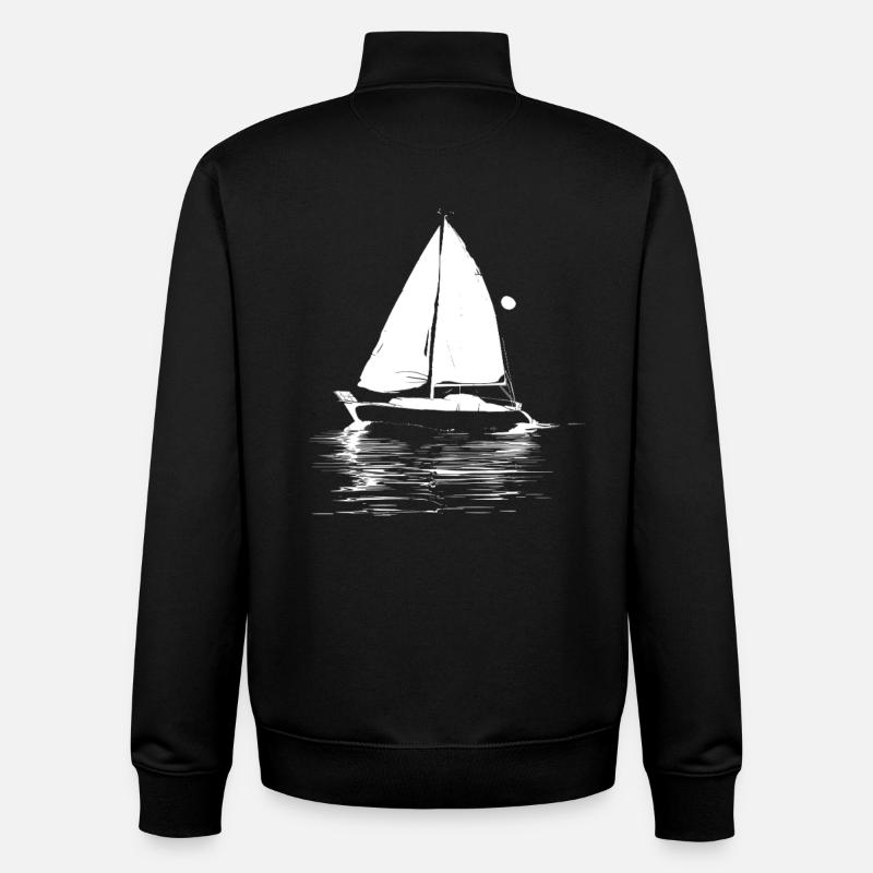Graphismes de voiliers - Sweat zippé unisexe en coton bio Stanley/Stella - noir