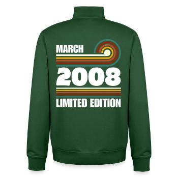 Marche des cadeaux du 18e anniversaire édition limitée 2008 - Sweat zippé unisexe en coton bio Stanley/Stella - vert bouteille - Dos - AI Model Male 185 dark (185cm)