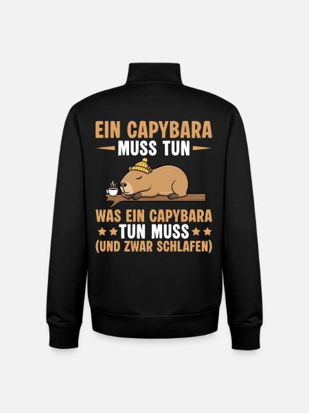 Capybara Must Sleep - Funny Office Saying - Unisex Organic Zip Sweatshirt by Stanley/Stella - black
