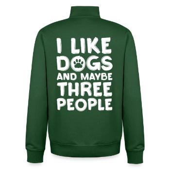 Hundeliebe: Nur Drei Menschen - Unisex Organic Zip Sweatshirt von Stanley/Stella - Flaschengrün - Hinten - AI Model Male 185 dark (185cm)