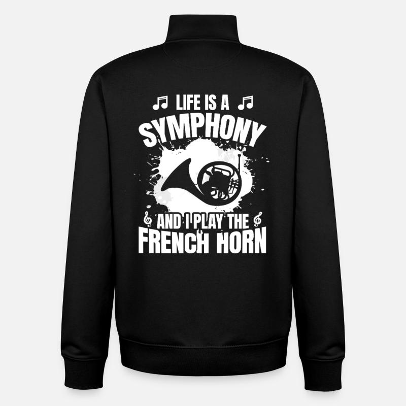 La vie est une symphonie - Sweat zippé unisexe en coton bio Stanley/Stella - noir
