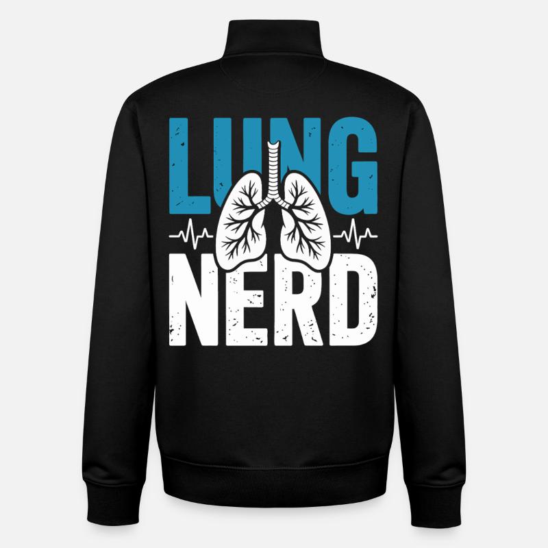 Lungs Nerd Graphic - Unisex Organic Zip Sweatshirt by Stanley/Stella - black