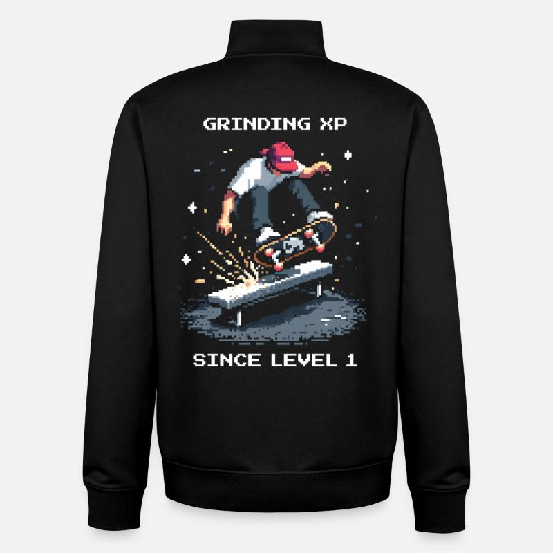 Grinding XP seit Level 1 | Skateboard - Unisex Organic Zip Sweatshirt von Stanley/Stella - Schwarz