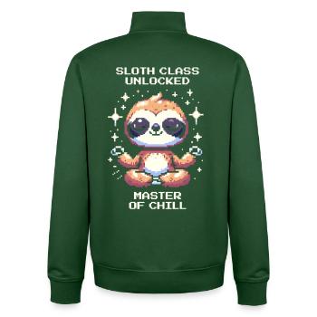 Sloth Class Unlocked | Chill - Unisex Organic Zip Sweatshirt by Stanley/Stella - bottle green - Back - AI Model Male 185 dark (185cm)
