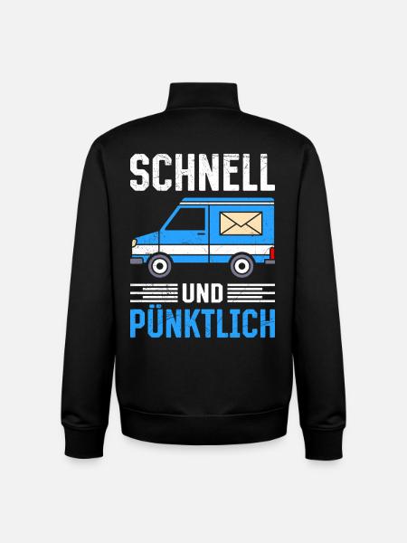 Postman FAST AND PUNCTUAL Fun - Unisex Organic Zip Sweatshirt by Stanley/Stella - black