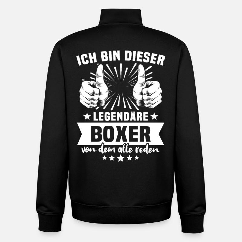 Légende du boxeur - Sweat zippé unisexe en coton bio Stanley/Stella - noir