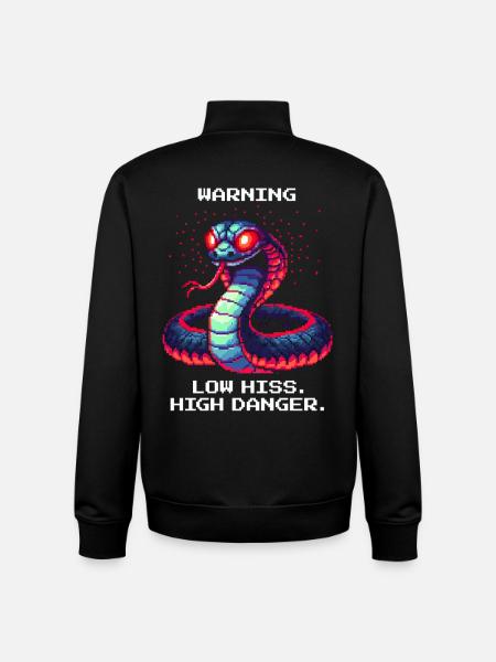 Low Hiss High Danger | Warning Snake - Unisex Organic Zip Sweatshirt by Stanley/Stella - black