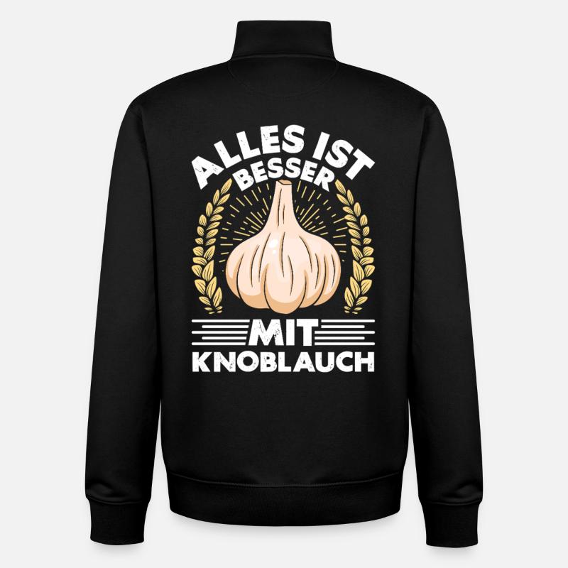 TOUT EST MIEUX AVEC DE L’AIL - Sweat zippé unisexe en coton bio Stanley/Stella - noir
