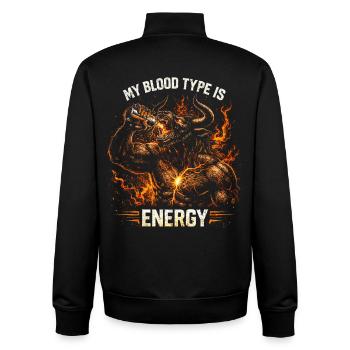 Energy Drink My Blood Type Is Energy - Unisex Organic Zip Sweatshirt von Stanley/Stella - Schwarz - Hinten - AI Model Male 185 light (185cm)